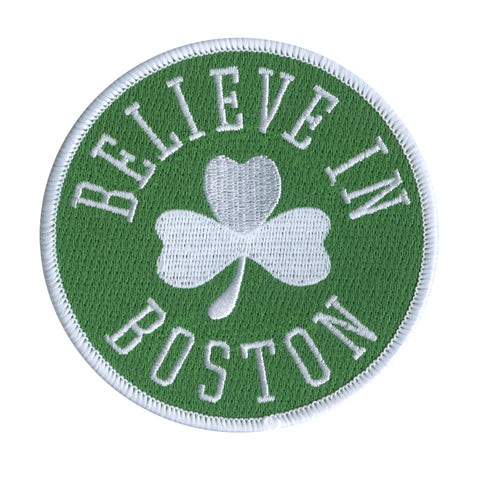 BELIEVE IN BOSTON (White Shamrock) Embroidered Patch